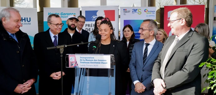 Inauguration maison des femmes de Toulouse avec Jennifer Cros, Oli, Jean-Luc Moudenc, Sébastien Vincini